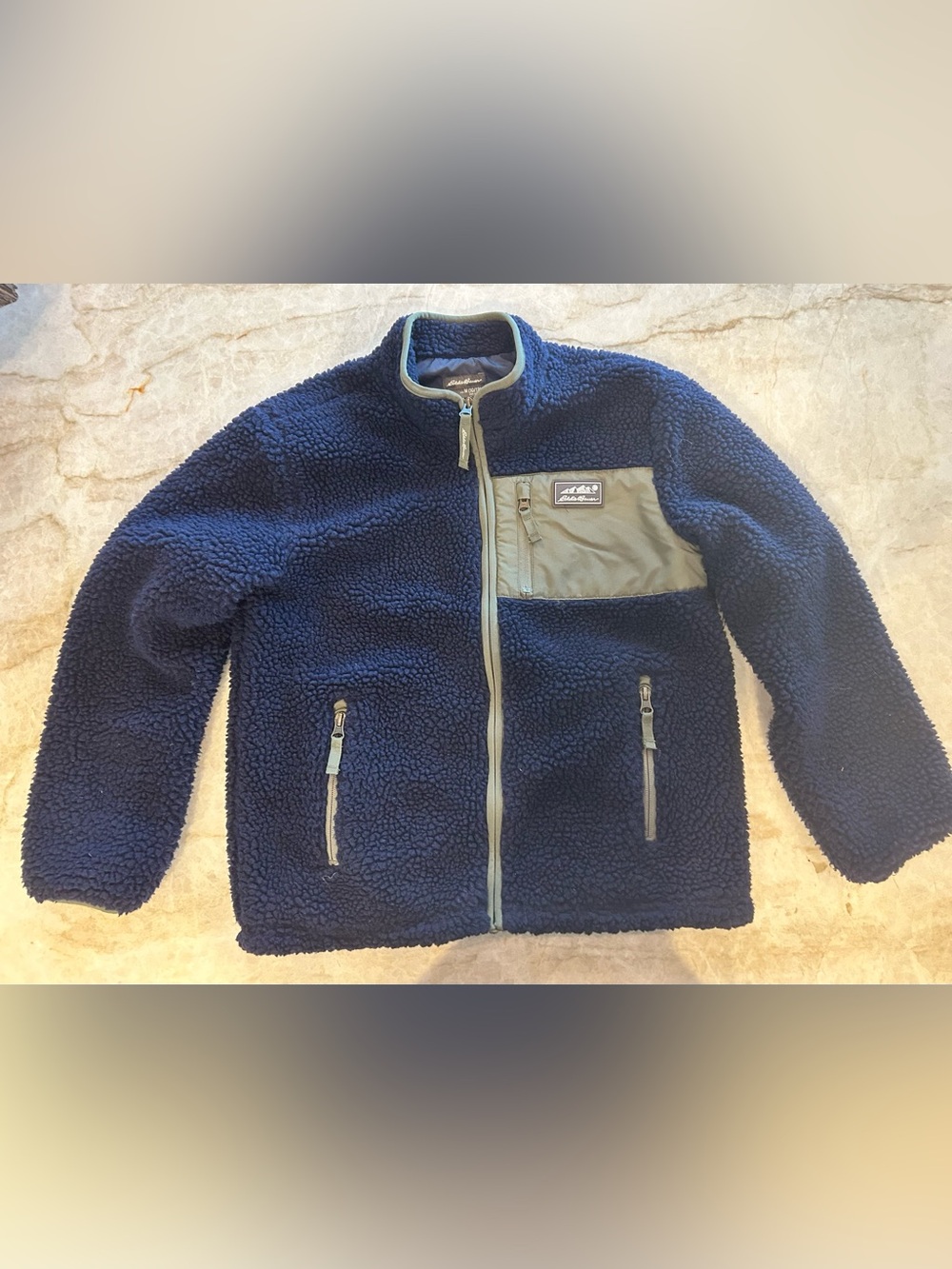 Eddie Bauer Kids M 10/12 Navy Sherpa Fleece Full Zip Jacket